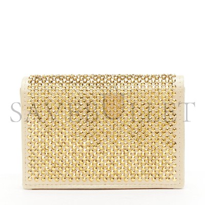 PRADA SATIN CRYSTAL METAL TRIANGLE LOGO CARD HOLDER WITH STRAP CRISTAL 1MR024  (11.5*8cm) 